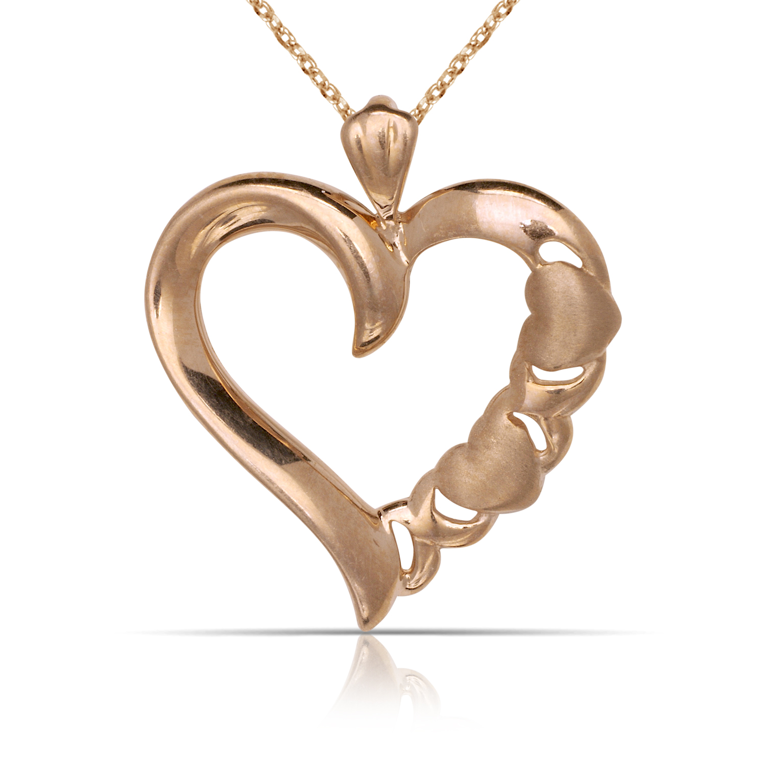 
14k Rose Gold Heart and Hug Open Heart Pendant
