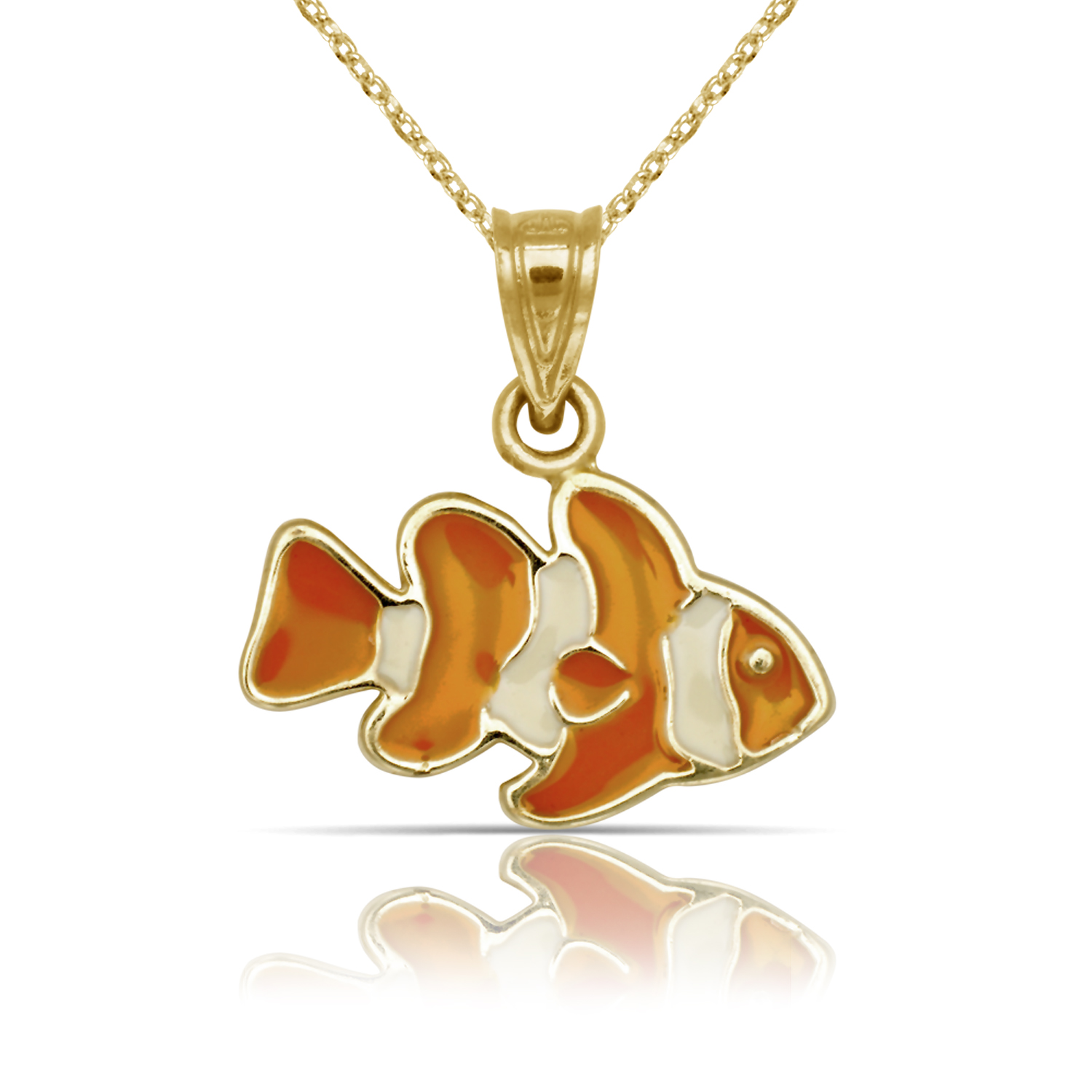 
14k Yellow Gold Enamel Clown Fish Pendant
