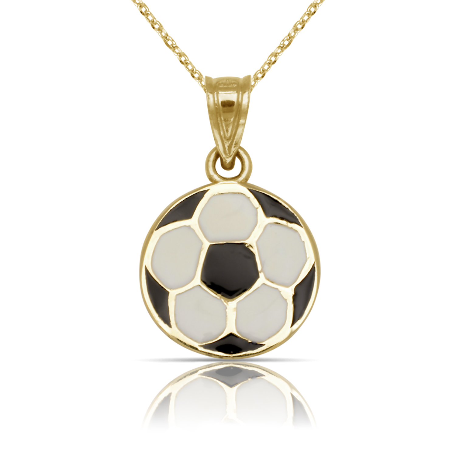 
14k Yellow Gold Enamel Soccer Ball Pendant
