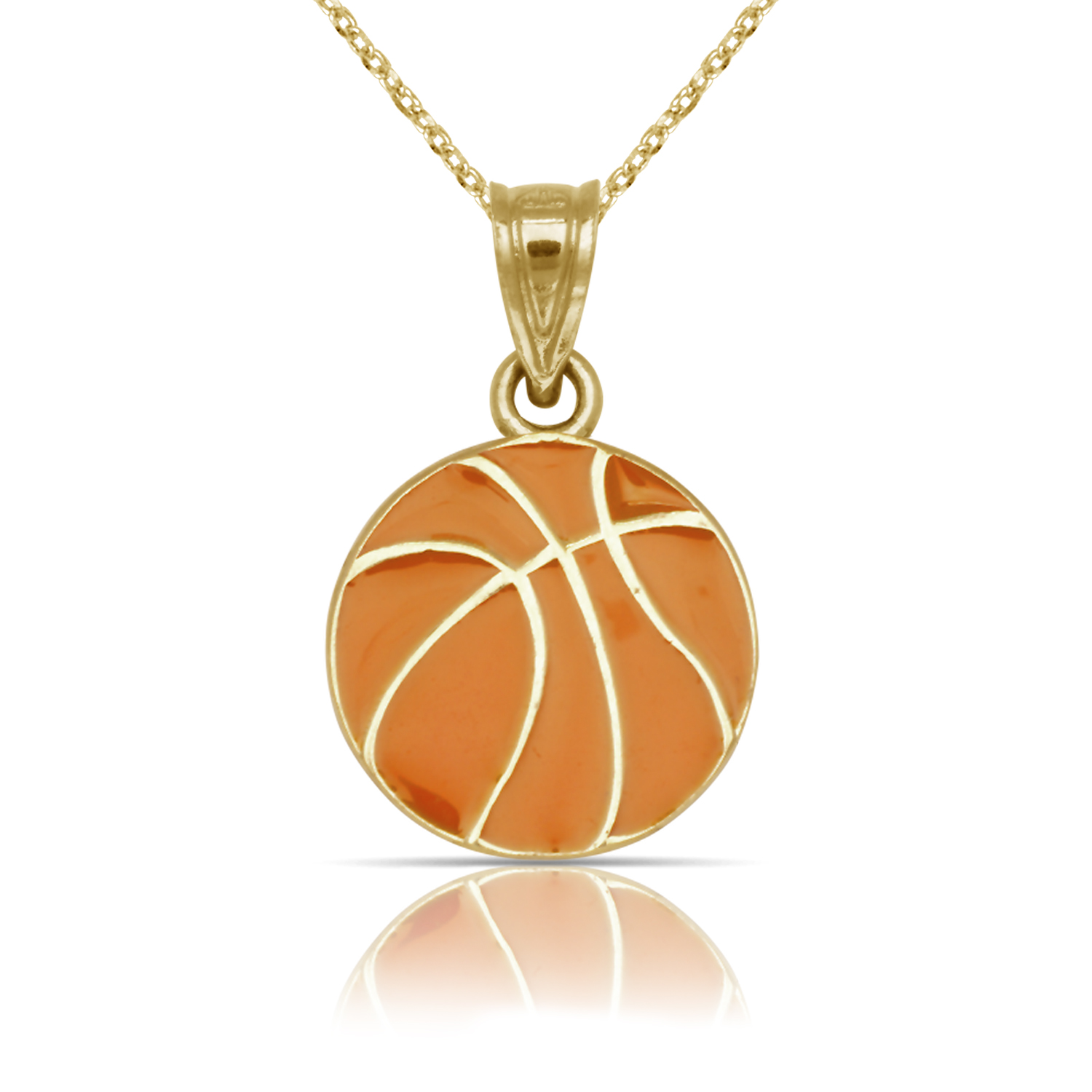 
14k Yellow Gold Enamel Basketball Pendant
