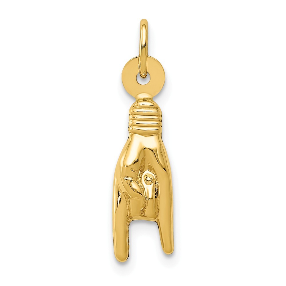 
14k Yellow Gold Good Luck Hand Sign Language Charm - Measures 22.7x5.5mm
