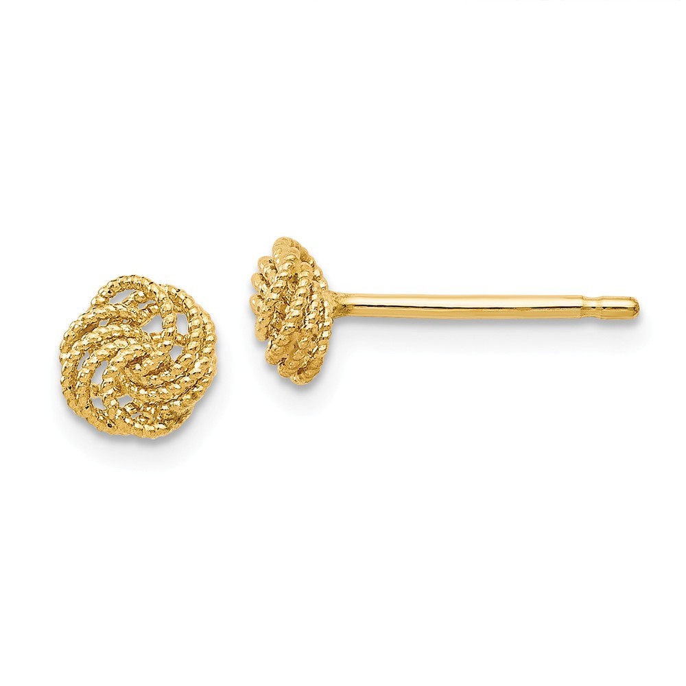 14k Gold Textured Love Knot Post Earrings