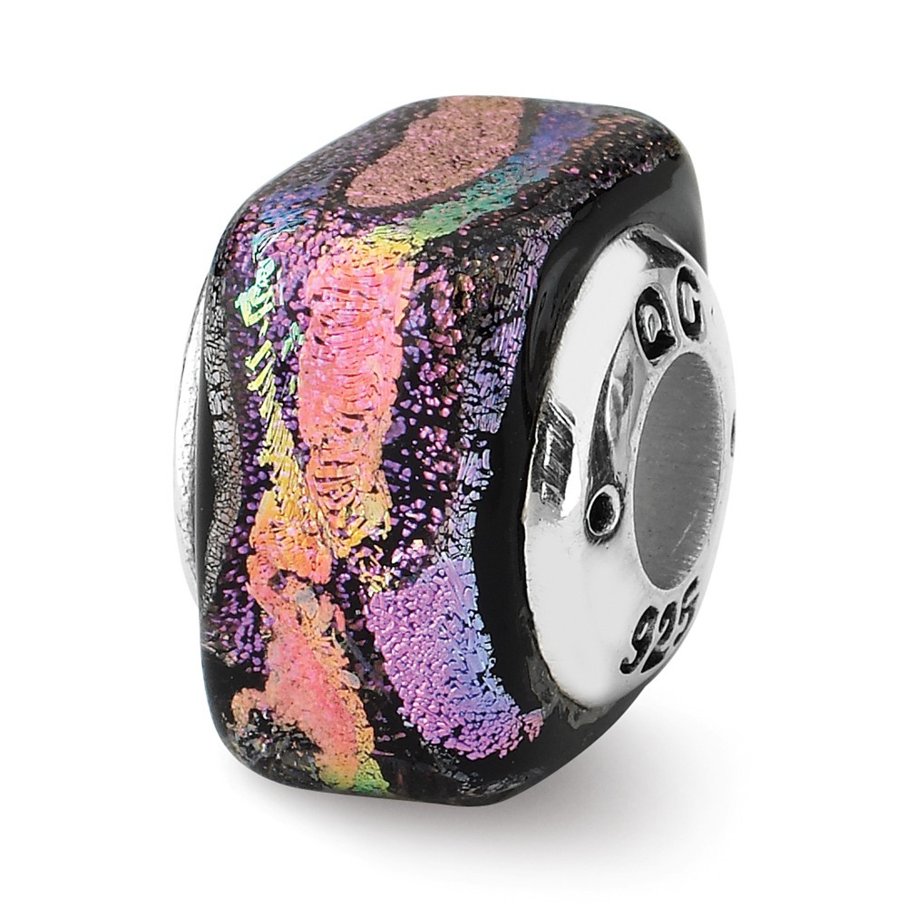 Sterling Silver Reflections Purple Dichroic Charm Bead 