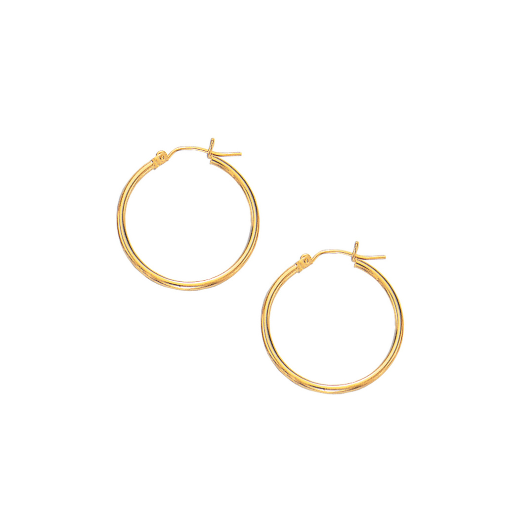 
10k Yellow Gold 2.0x25mm Shiny Round Hoop Earrings With Hinged Clasp
