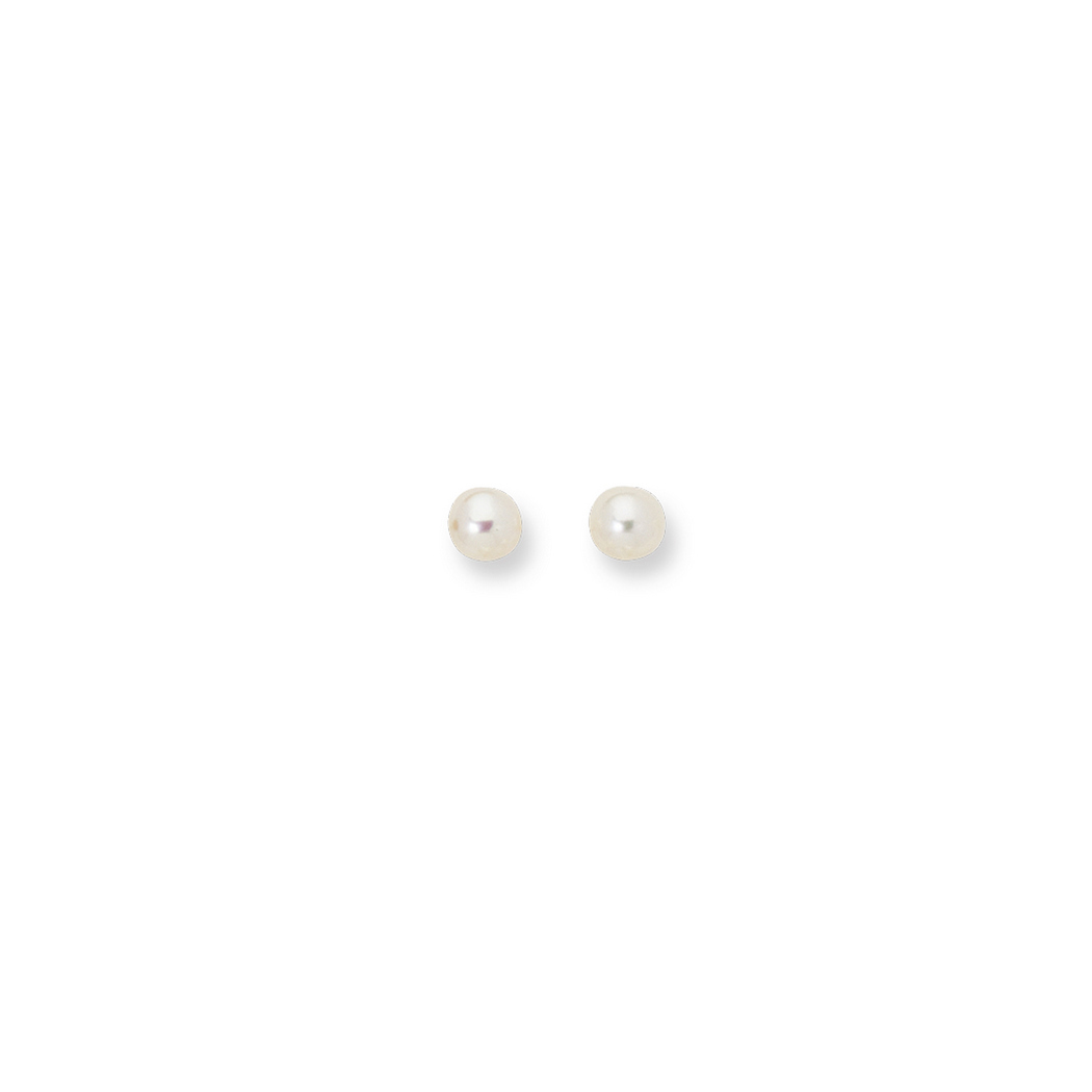 
14k Yellow Gold Shiny 6.0mm White Cultured Pearl Post Earrings
