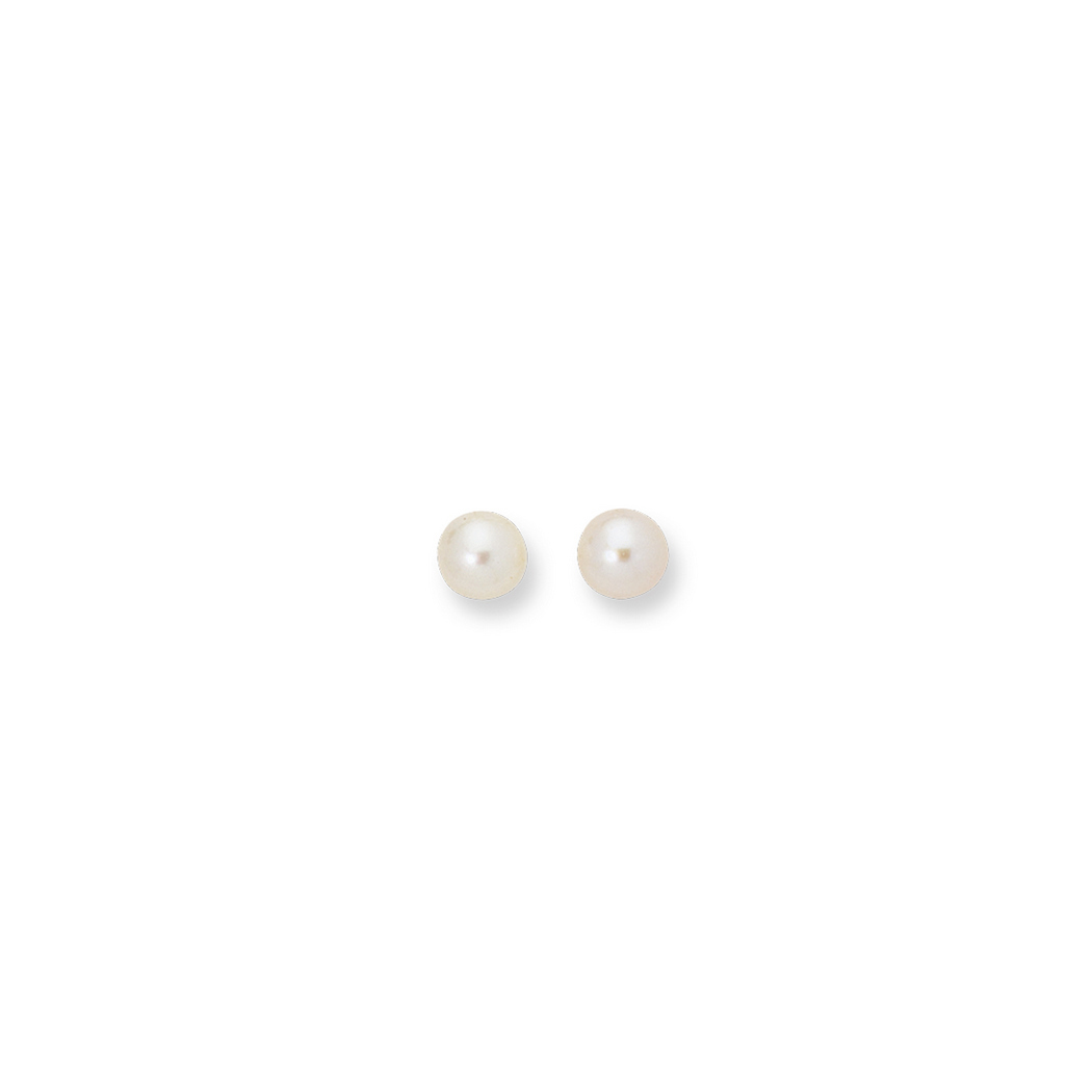 
14k Yellow Gold Shiny 8.0mm White Cultured Pearl Post Earrings
