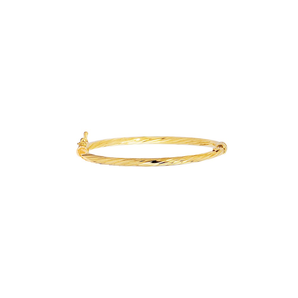 
14k Yellow Gold Shiny Round Tube Twisted Bangle Bracelet With Clasp
