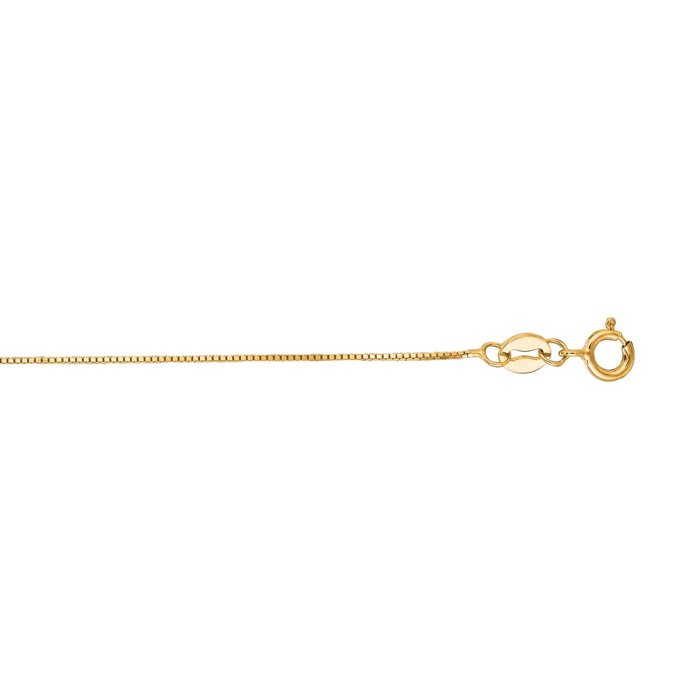 
14k Yellow Gold 0.6mm Shiny Classic Box Chain With Spring Ring Clasp Necklace - 13 Inch
