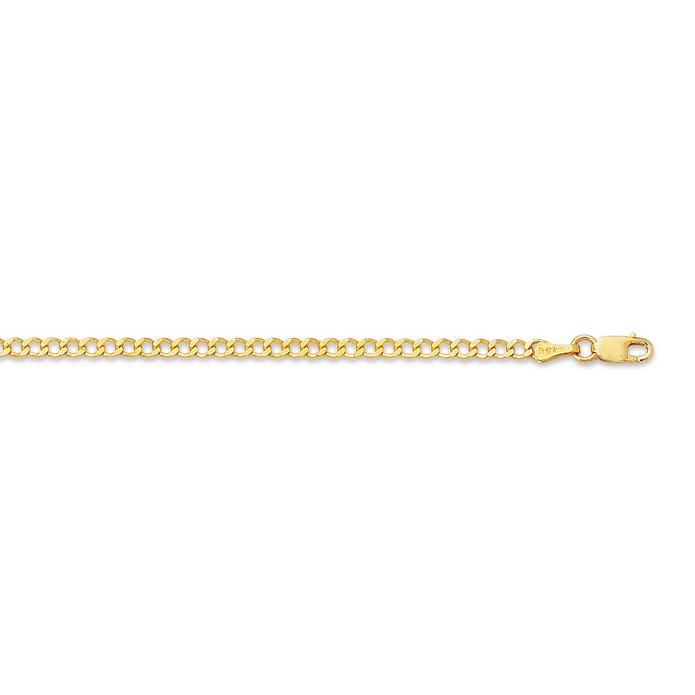 
14k Yellow Gold 2.60mm Shiny Curb Type Chain Anklet With Lobster Clasp - 10 Inch
