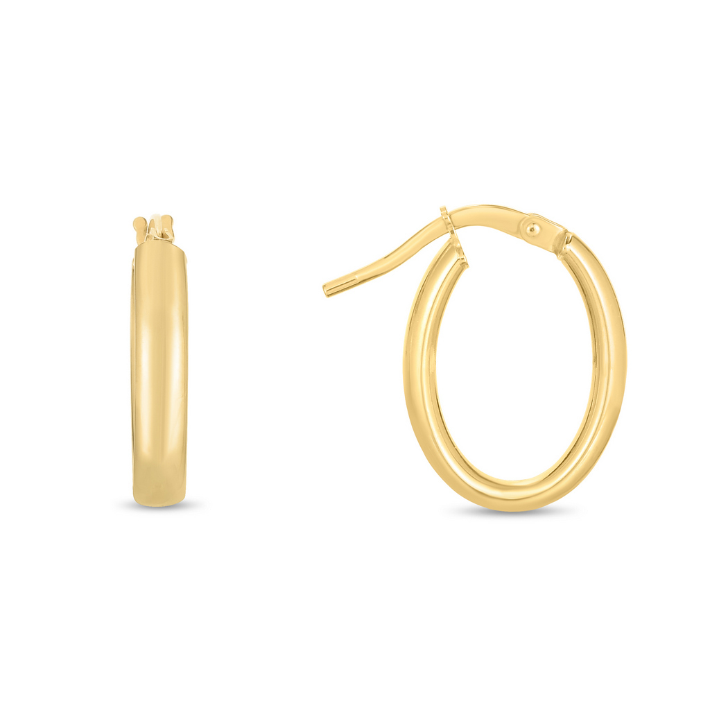
14k Yellow Gold Shiny Hoop Earrings With Hinged Clasp

