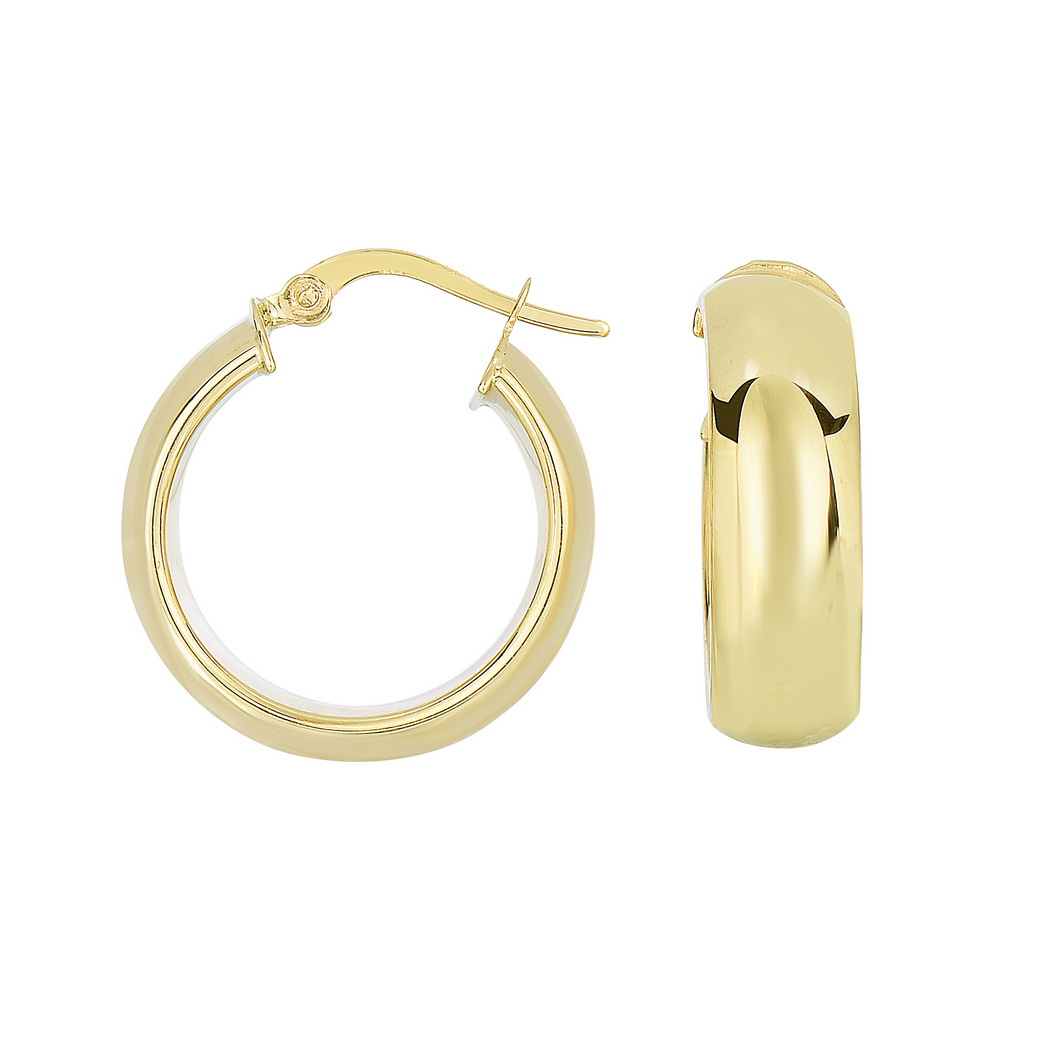 
14k Yellow Gold Shiny Small Timeless Hoop Earrings With Hinged Clasp
