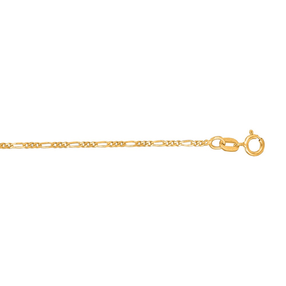 
14k Yellow Gold 1.9mm Sparkle-Cut Alternate Classic Figaro Chain Spring Ring Clasp Anklet - 10 Inch
