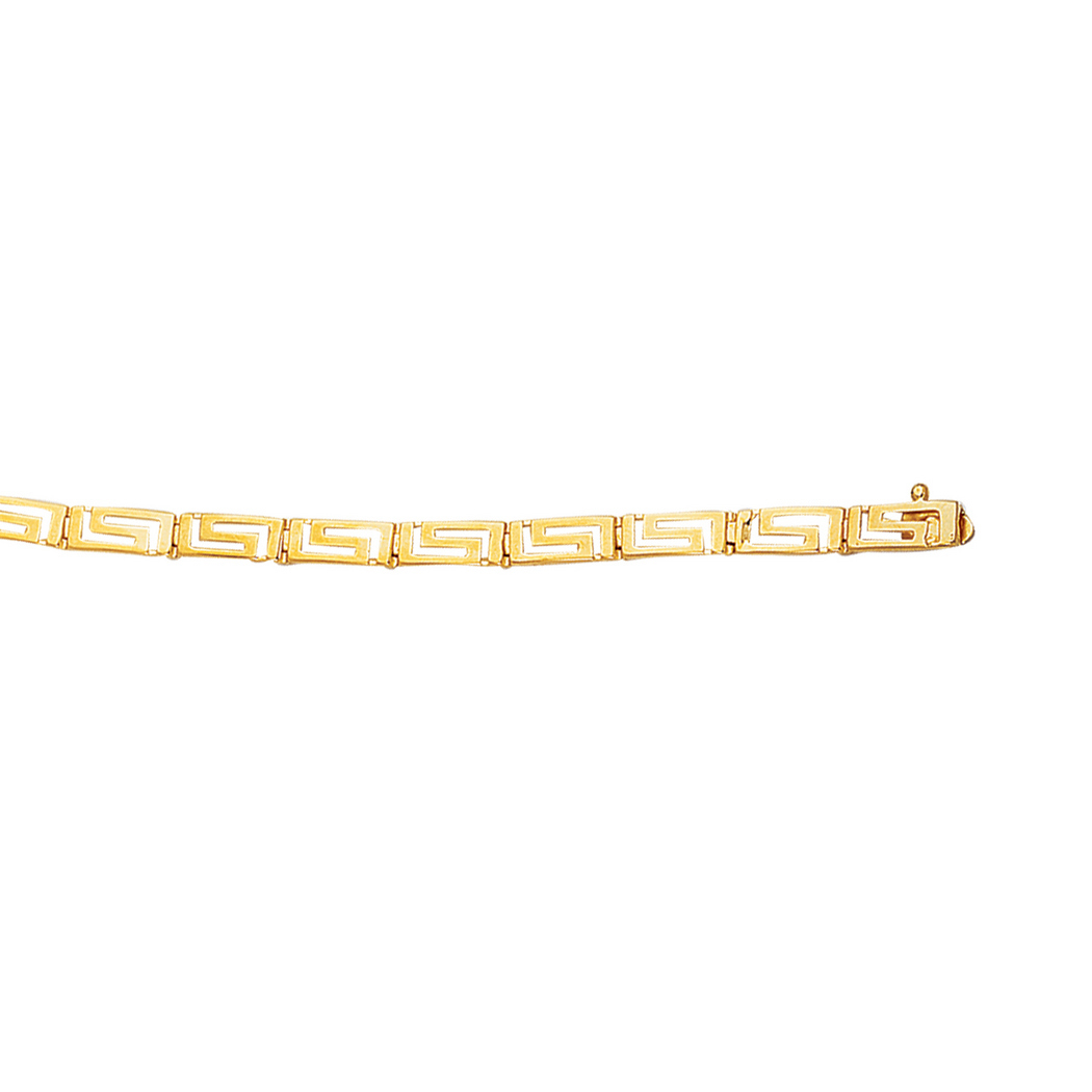 
14k Yellow Gold Shiny Graduated Greek Key Fancy Bracelet With Box Catch Clasp - 7.25 Inch
