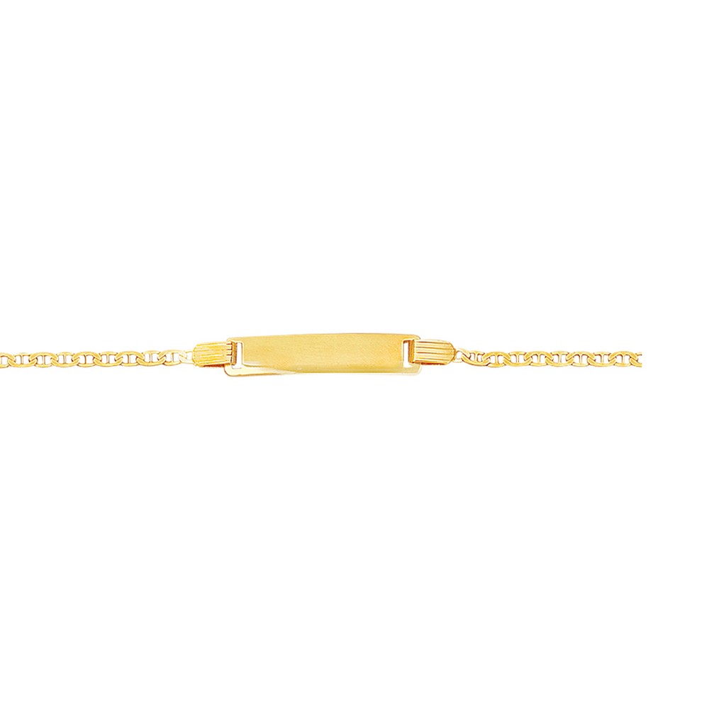 
14k Yellow Gold Shiny Mariner Chain Link ID Bracelet With Lobster Clasp - 6 Inch
