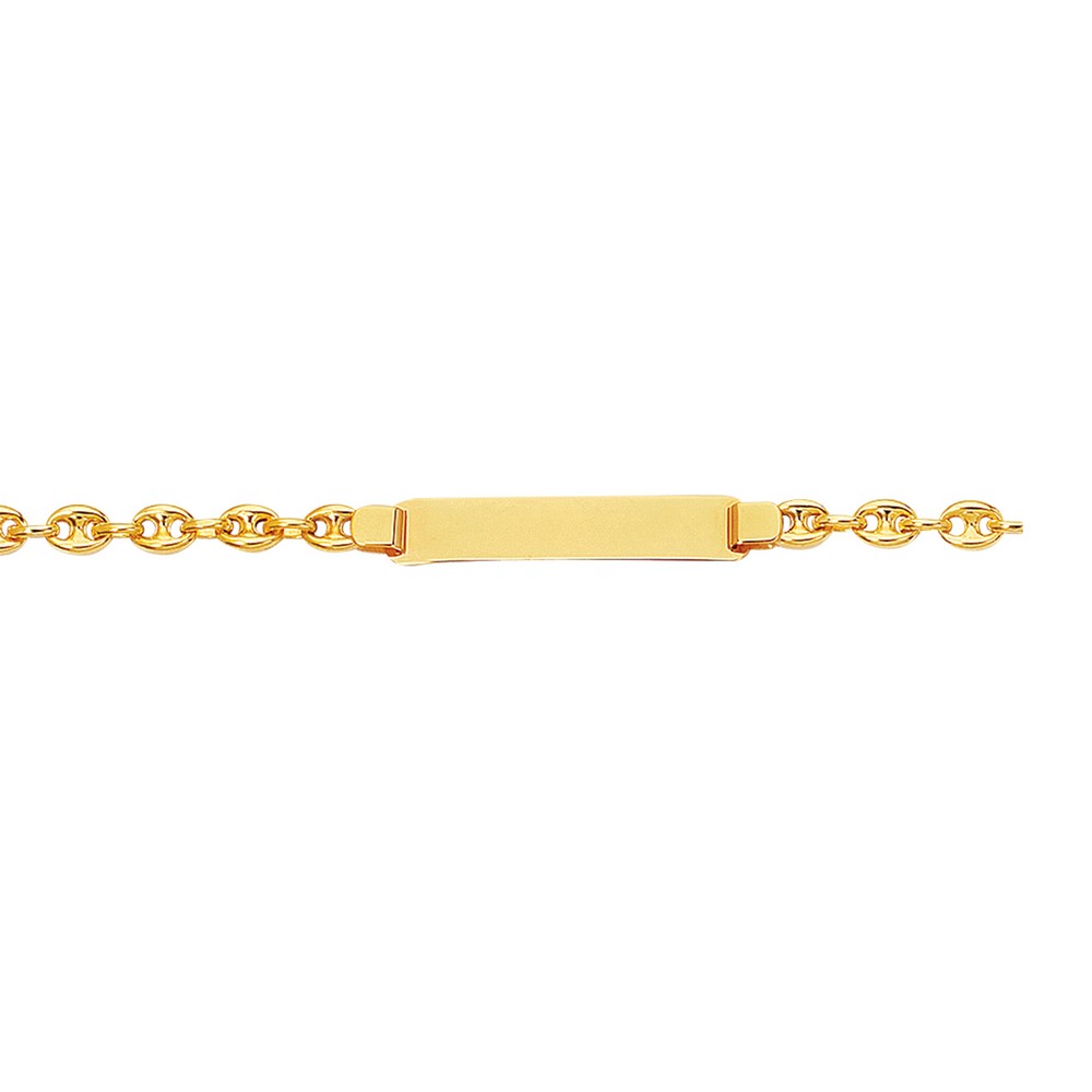 
14k Yellow Gold Shiny Puffed Mariner Chain Link ID Bracelet With Lobster Clasp - 6 Inch
