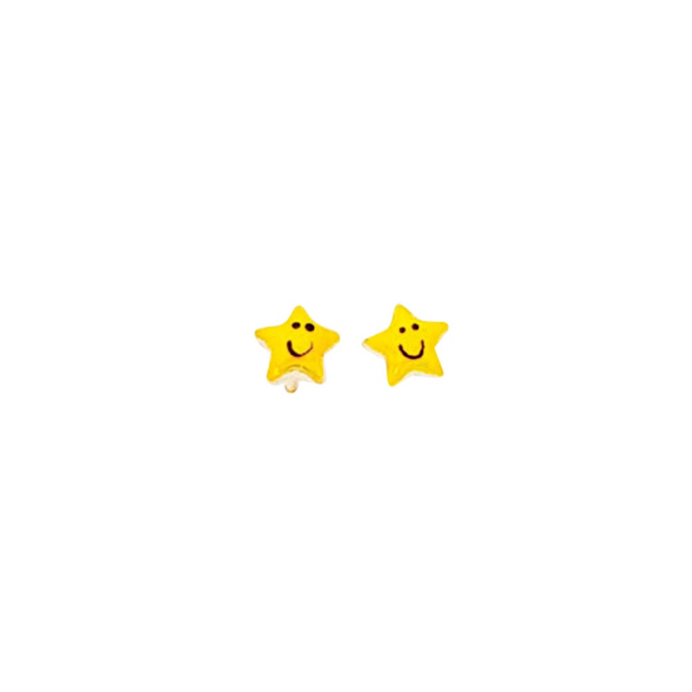 
14k Yellow Gold Star Childrens Stud Enamel Earrings
