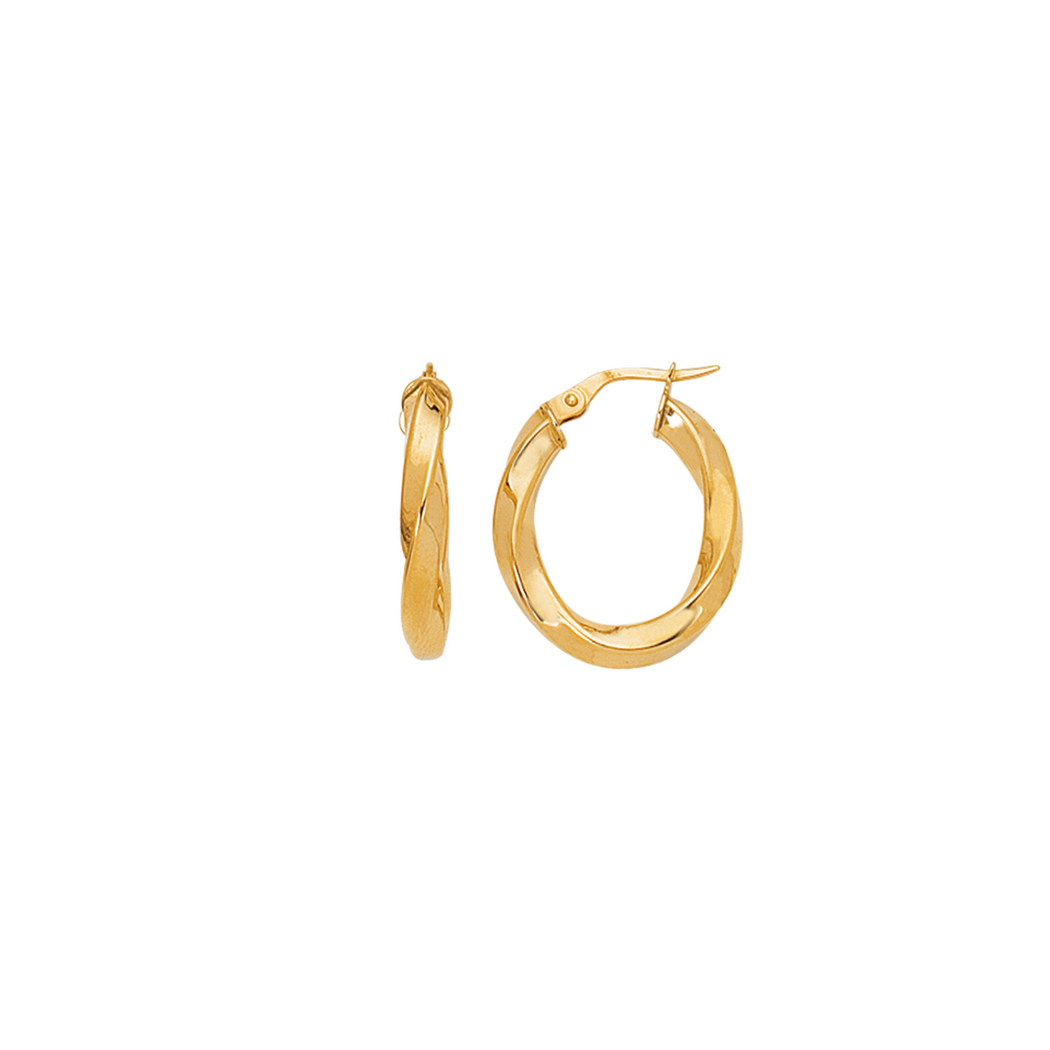 
14k Yellow Gold Shiny Italian Twists Hoop Earrings With Hinged Clasp
