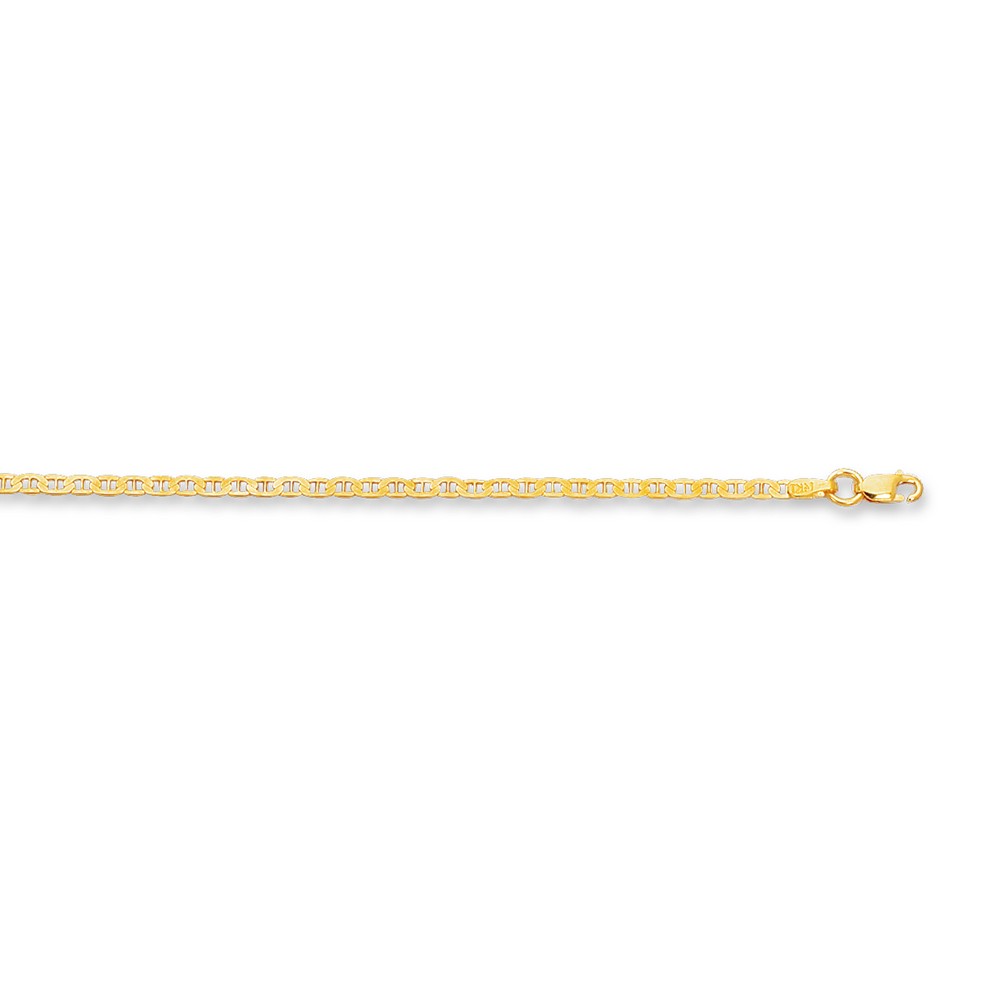 
14k Yellow Gold 1.7mm Sparkle-Cut Mariner Link Chain With Lobster Clasp Anklet - 10 Inch
