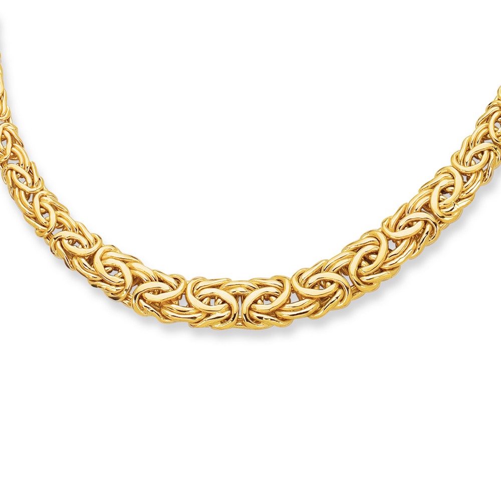 
14k Yellow Gold 6.0-11.0mm Graduated Byzantine Fancy Necklace With Lobster Clasp - 17 Inch
