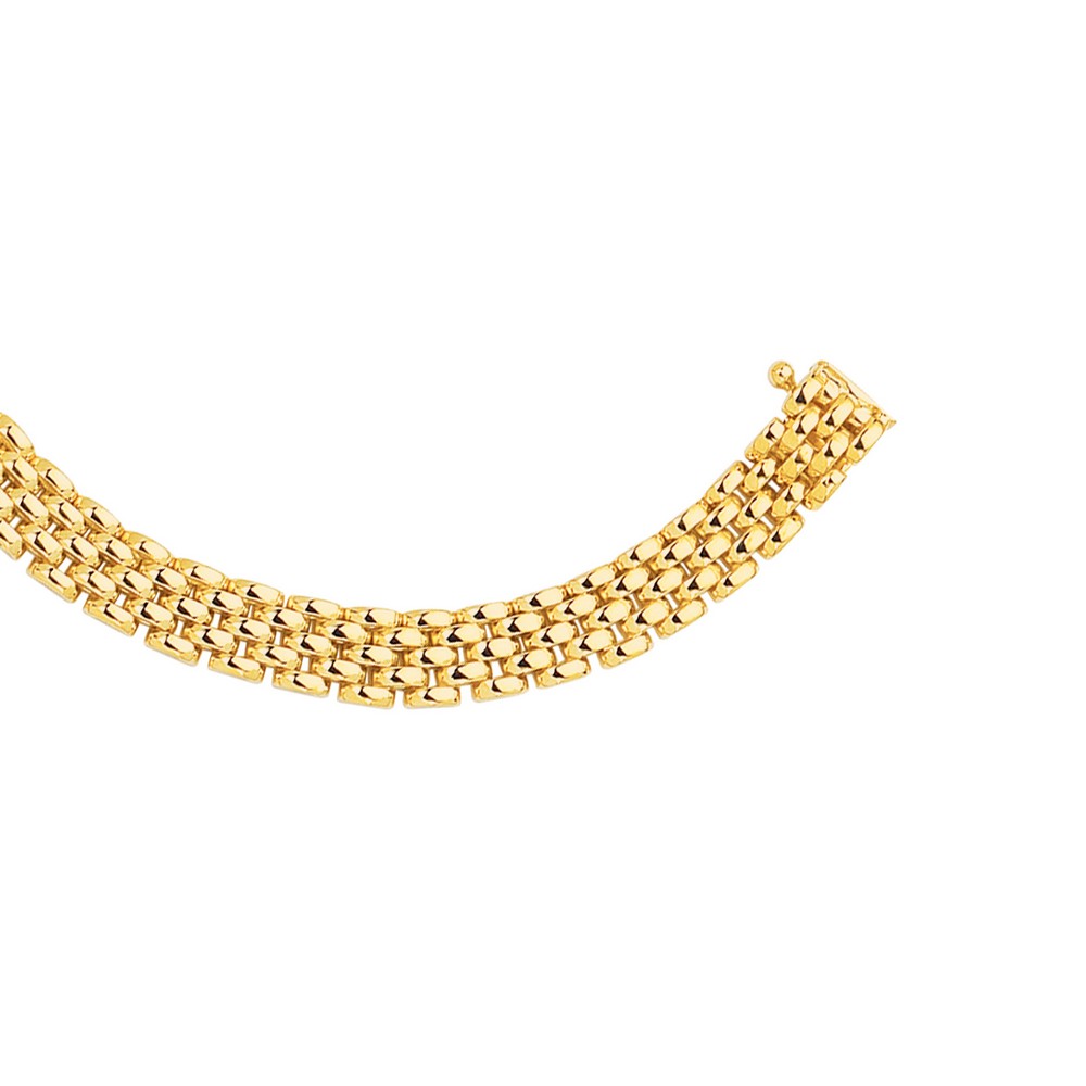 
14k Yellow Gold 6.5mm Shiny 5 Row Panther Chain Link Bracelet With Box Catch Clasp - 7 Inch
