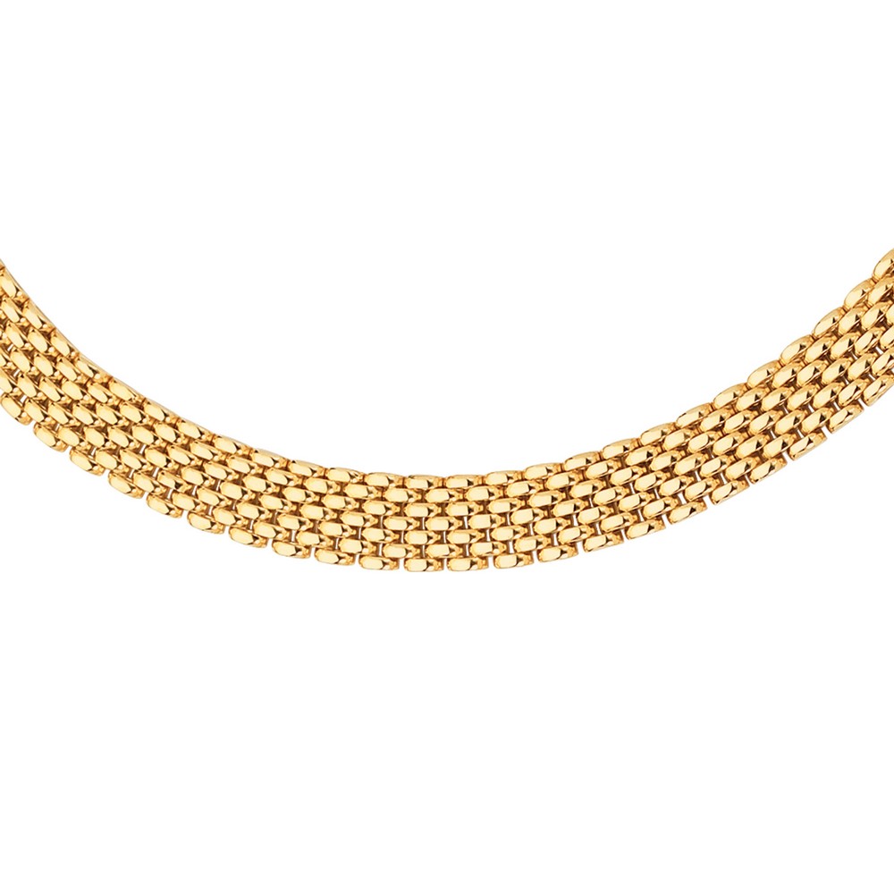 
14k Yellow Gold 9.0mm Shiny 7 Row Panther Chain Link Necklace With Box Catch Clasp - 17 Inch
