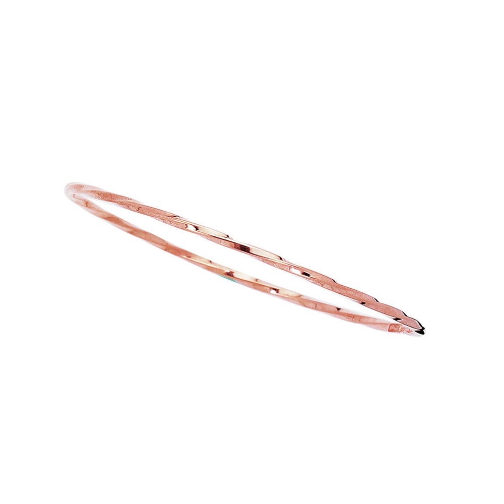 
14k Rose Gold 2.5mm Shiny Twisted Round Tube Stackable Bangle Bracelet
