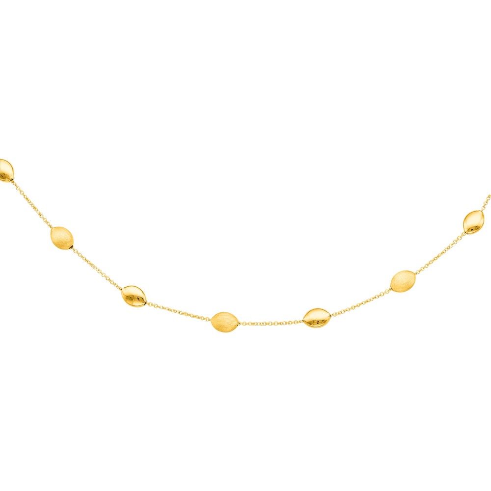 
14k Yellow Gold Cable Chain Link Alternate Shiny Textured Pebble Necklace Lobster Clasp - 17 Inch

