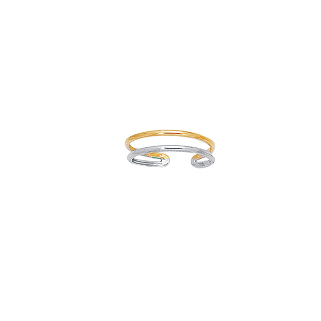 
14k Yellow White Gold Shiny Two-tone Cuff Type Toe Ring
