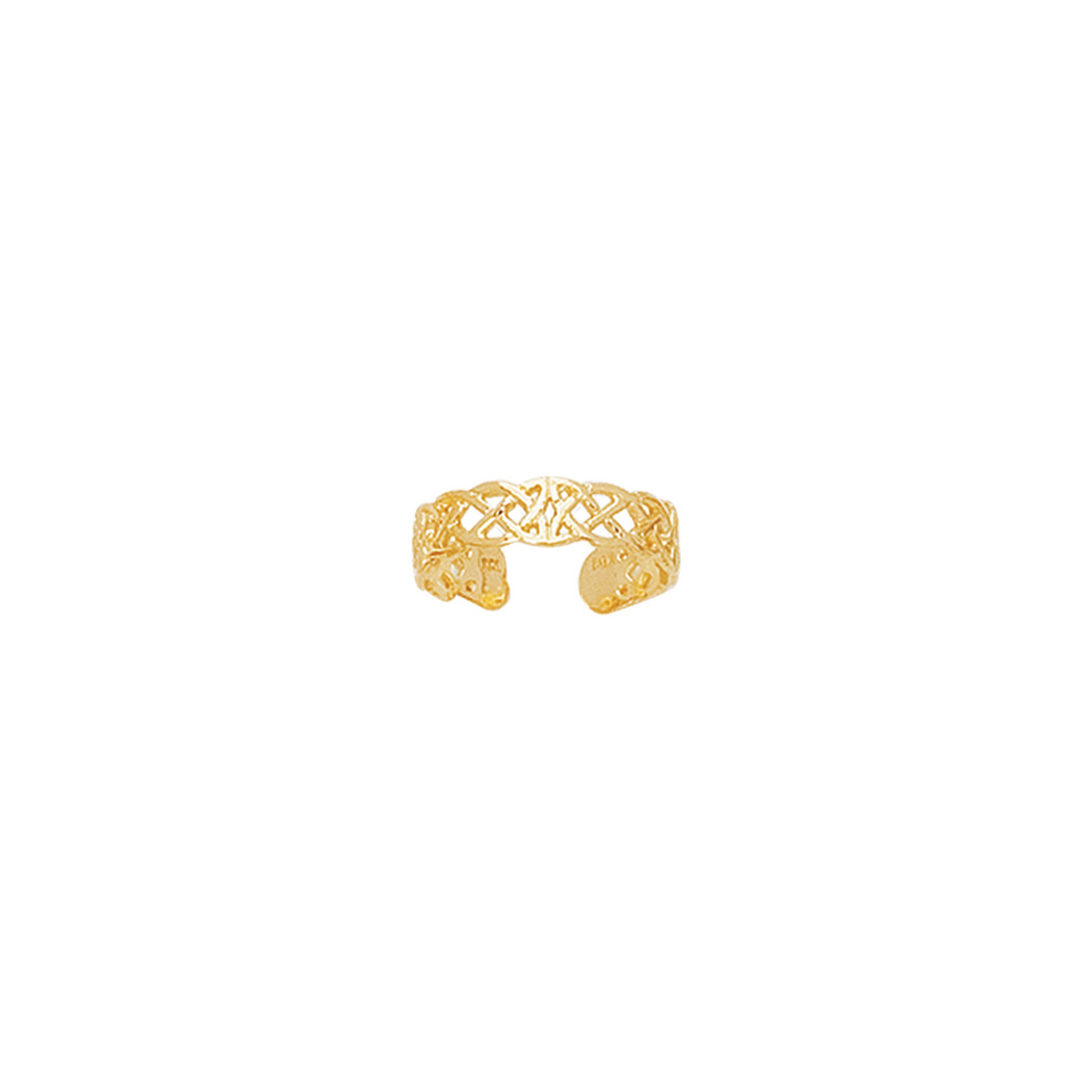 
14k Yellow Gold Shiny Cuff Type Toe Ring With Pattern
