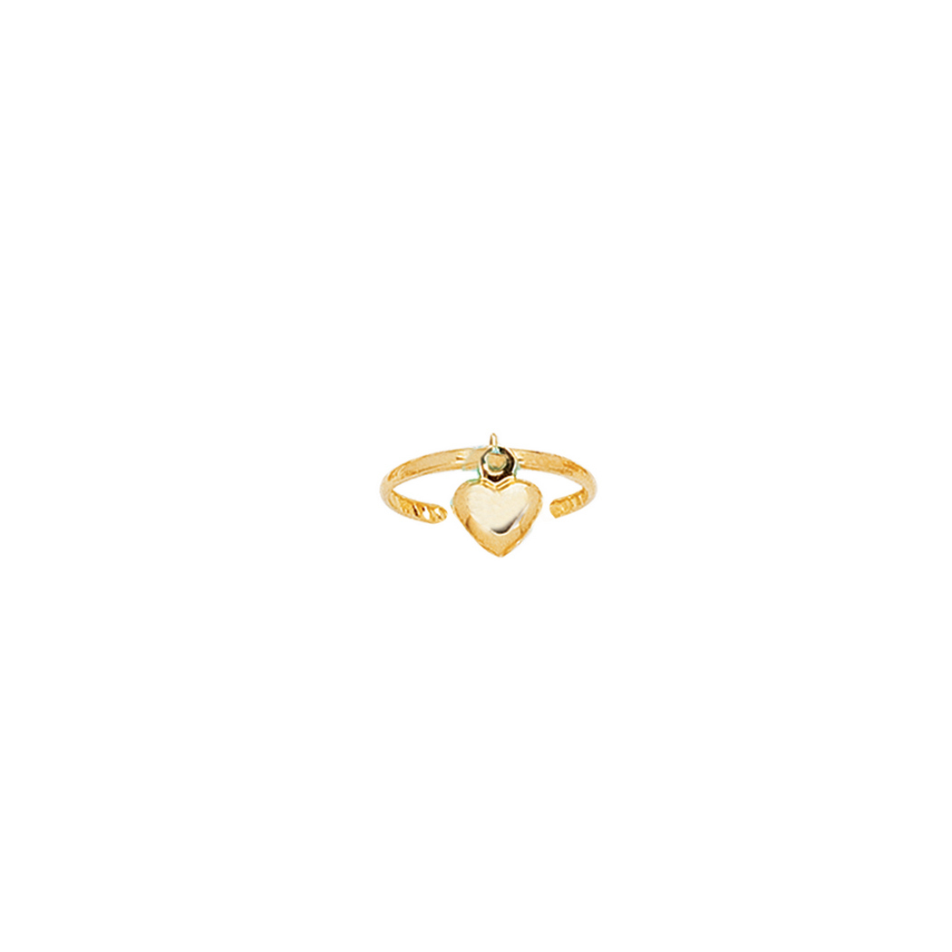 
14k Yellow Gold Shiny Cuff Type Fancy Toe Ring With Small Puff Heart
