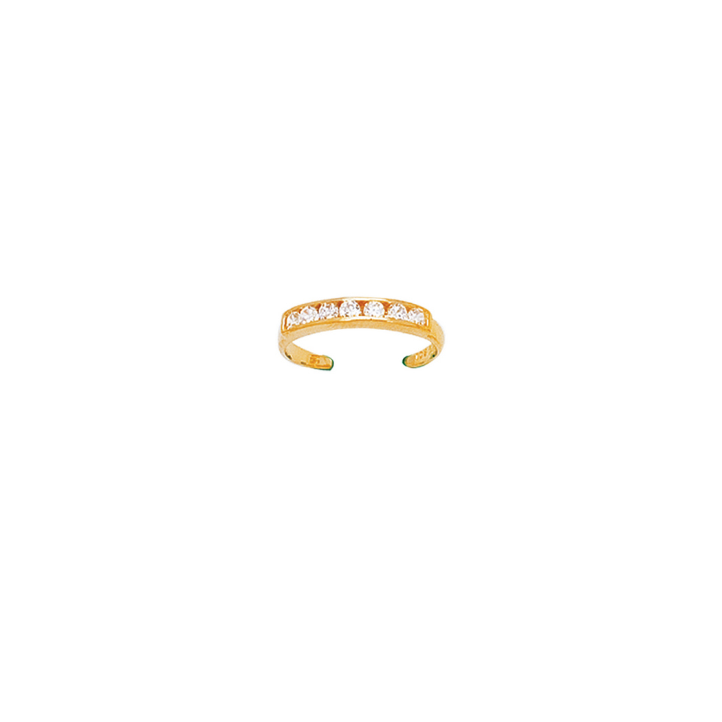 
14k Yellow Gold Shiny Cuff Type Fancy Toe Ring With White Cubic Zirconia
