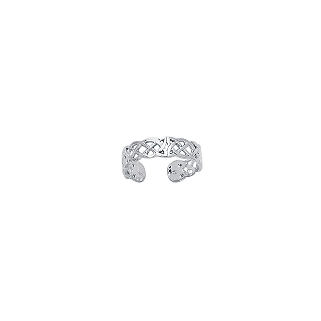 
14k White Gold Shiny Cuff Type Toe Ring With Pattern
