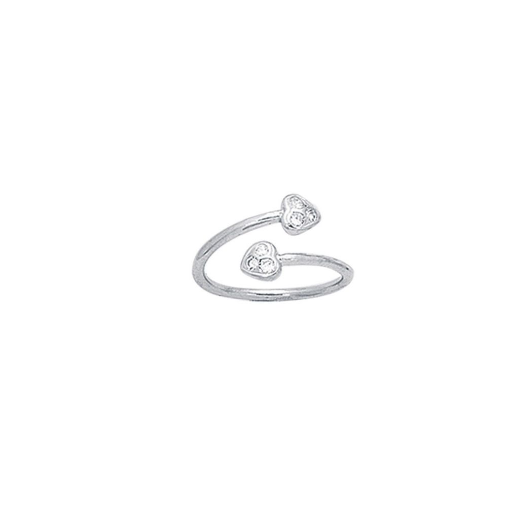 
14k White Gold Double Heart Bypass Cubic Zirconia Toe Ring

