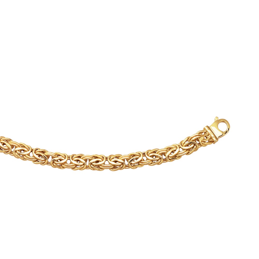 
14k Yellow Gold 7.2mm Shiny Byzantine Fancy Bracelet With Pear Shape Clasp - 7.25 Inch
