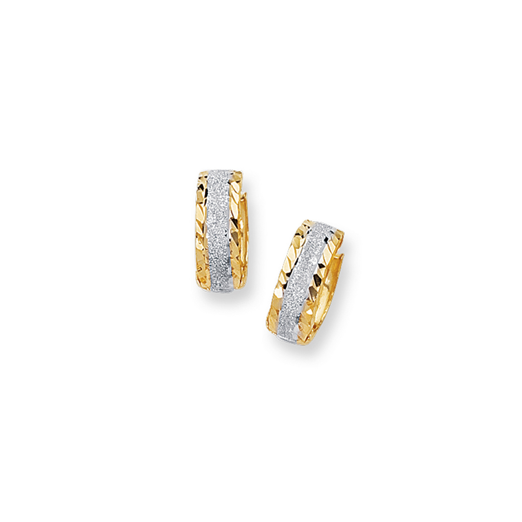 
14k Yellow White Gold Sparkle-Cut Shiny 5.0mm Two-tone Hinged Earrings Earrings With Sparkle
