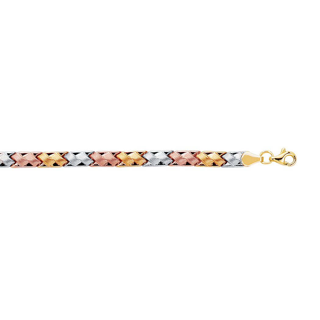 
14k Tricolor Link Bracelet - 7 Inch
