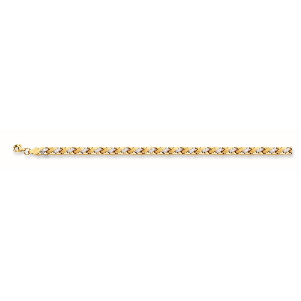 
14k Yellow White Gold Diam-cut Graduated Two-tone Weaved Type Bracelet Pear Shape Clasp - 7.25 Inch
