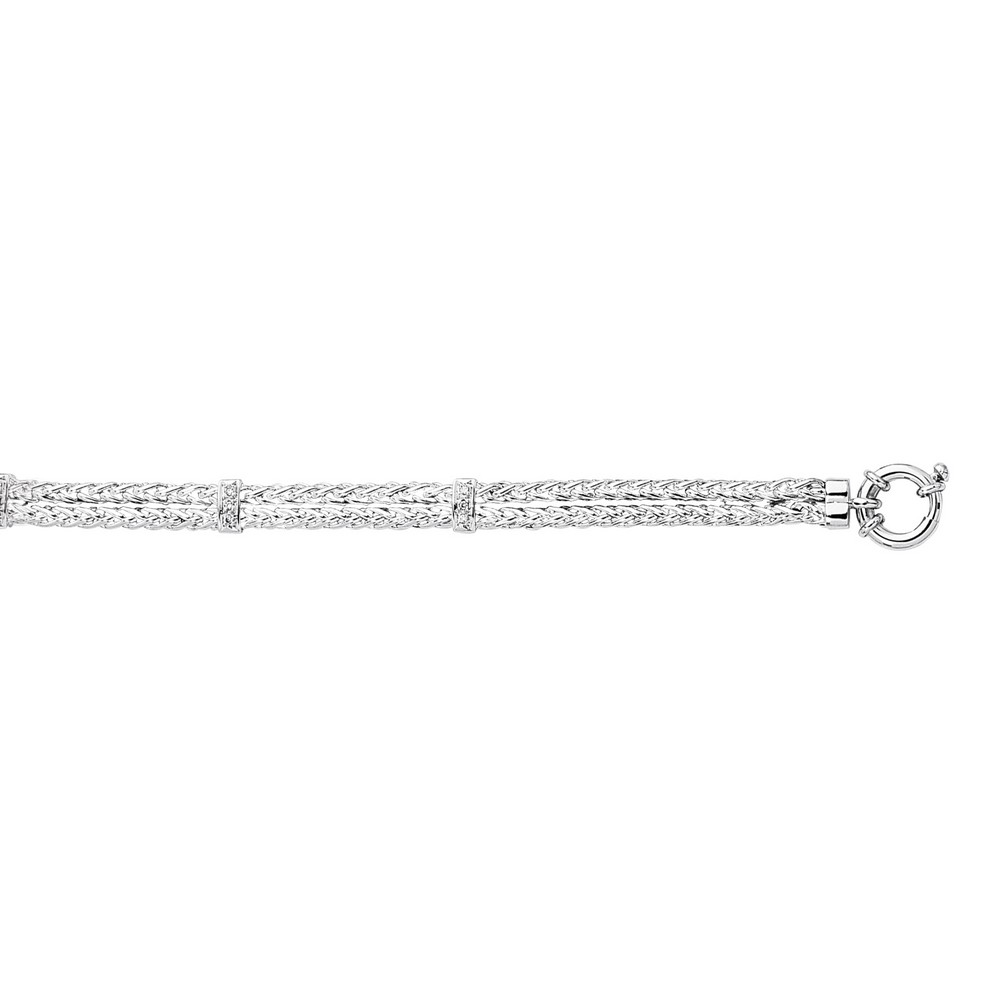 
14k White Woven Design Couture Diamond Bracelet - 7.5 Inch
