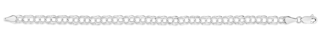 
14k White Gold Sparkle-Cut Double Link Charm Bracelet With Lobster Clasp - 8 Inch
