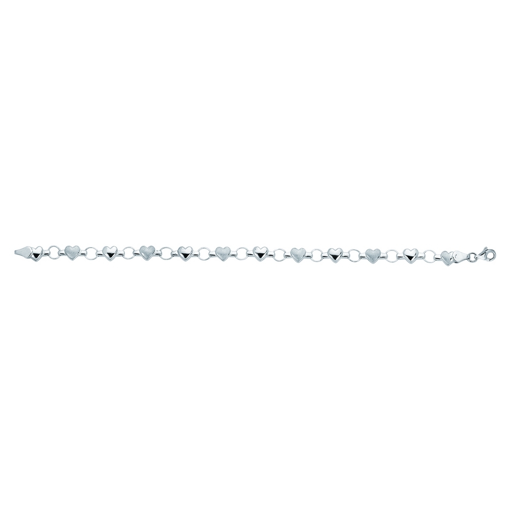 
14k White Heart Shaped Station Necklace - 16 Inch
