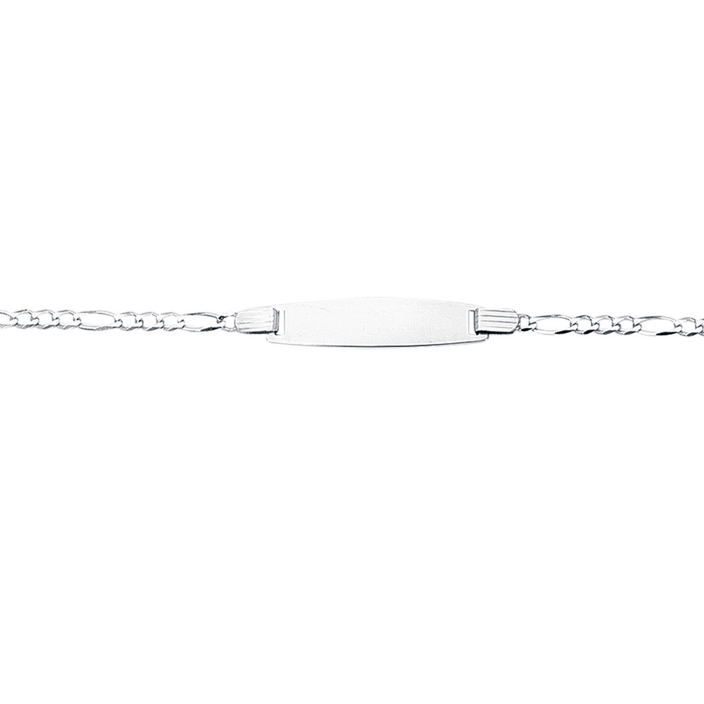 
14k White Gold 6 Inch Shiny Classic Figaro ID Bracelet With Lobster Clasp
