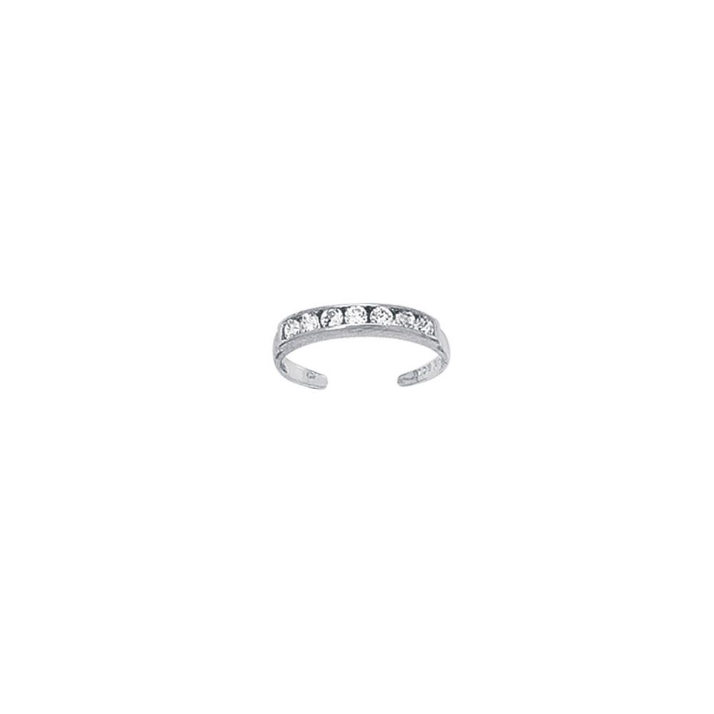 
14k White Channel Set Round Cubic Zirconia Toe Ring
