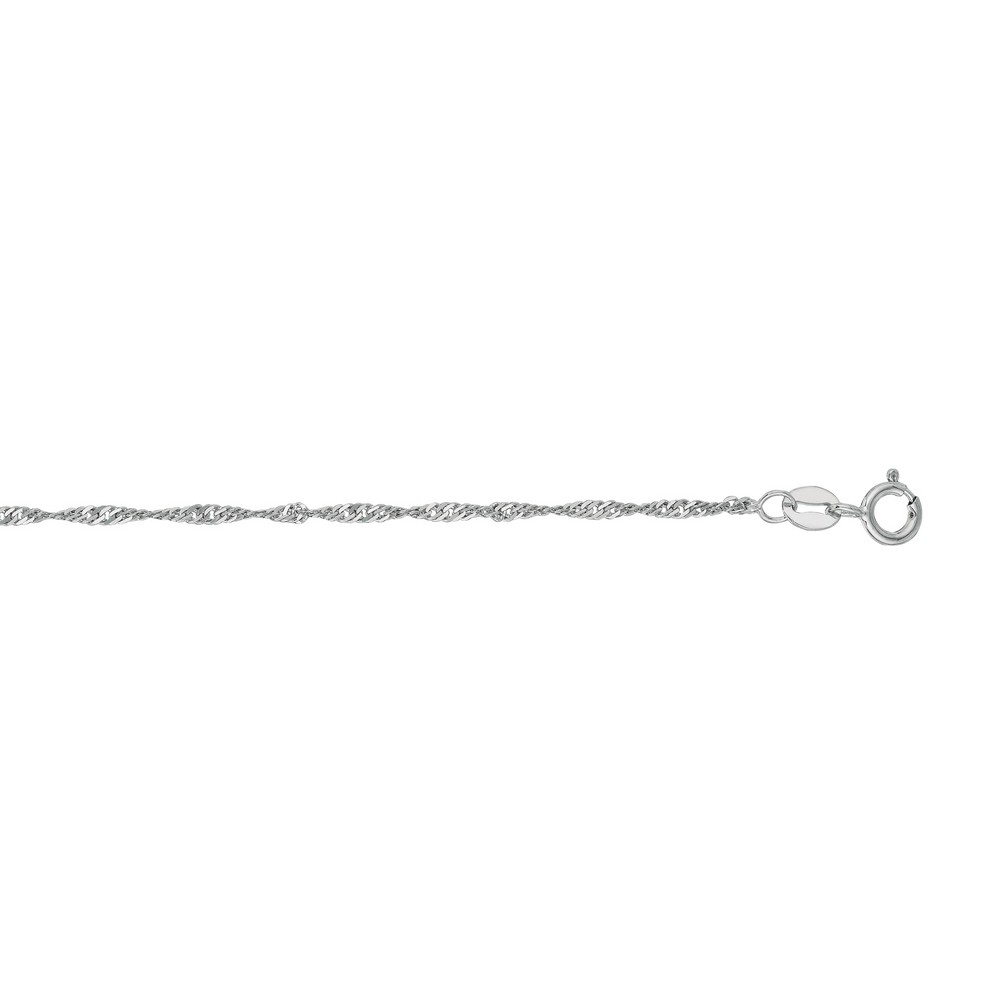 
14k White Gold 1.5mm Sparkle-Cut Singapore Chain With Spring Ring Clasp Anklet - 10 Inch
