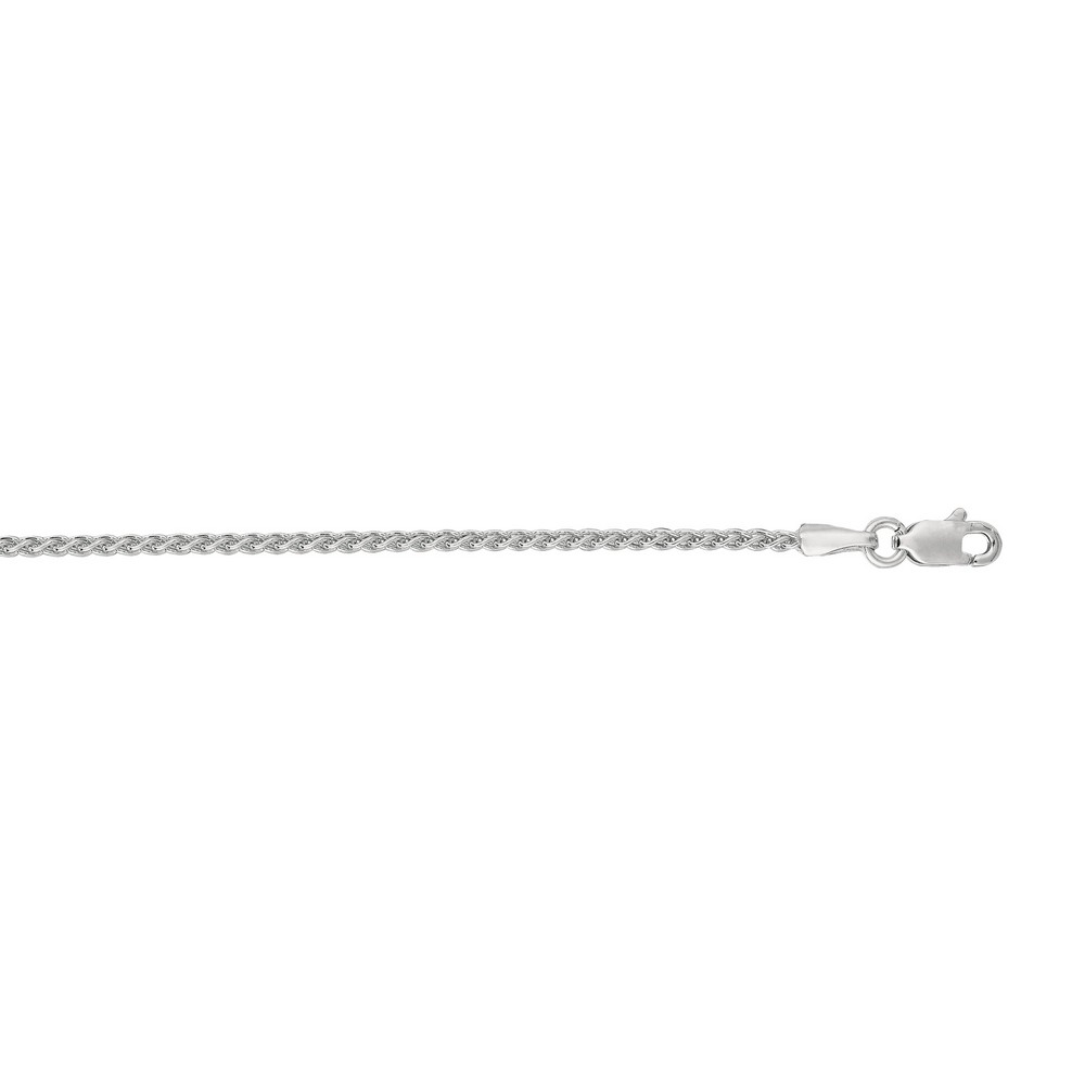 
14k White Gold 1.5mm Round Wheat Chain With Lobster Clasp Anklet - 10 Inch
