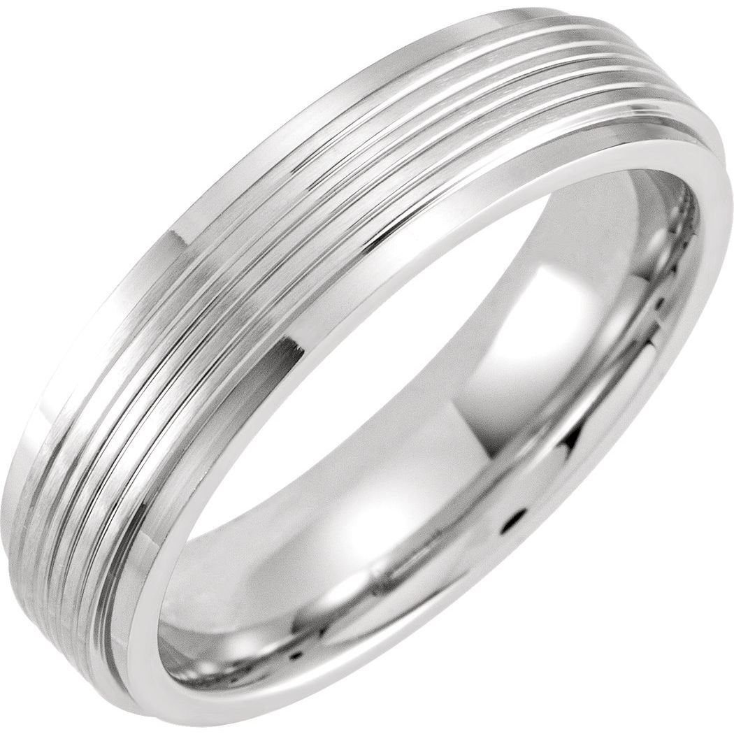 Cobalt 6mm Polished Grooved Edge Band - Size 11.5 17.2 Grams In 