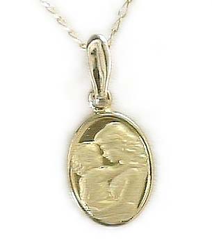
14k Mothers Love Gold Cameo Pendant with 18 Inch Chain
