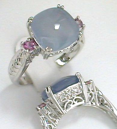 
Chalcedony & Tourmaline Antique Ring
