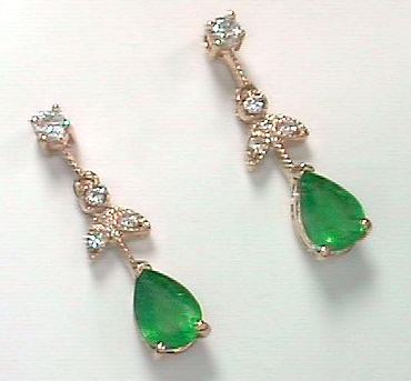 
Pear-shape Emerald and Diamond Drop Earrings
