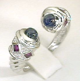 
Cabochon Sapphire & Ruby Cuff Ring
