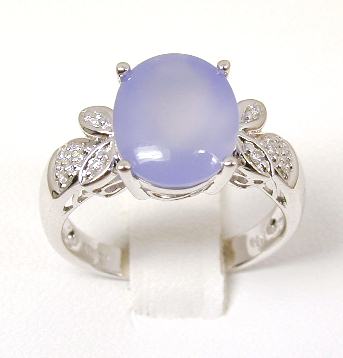 
Blue Chalcedony & Diamond Flower Ring
